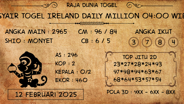 Prediksi Ireland Daily Million 04:00 WIB